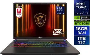 MSI Vector - LCD 16" QHD+ GeForce RTX 5080 Laptop GPU - Intel Core Ultra 9 275HX - 16GB Memory - 1 TB SSD - Windows 11 Home Gaming Laptop - 240 Hz (Vector 16 HX AI A2XWIG-050US )